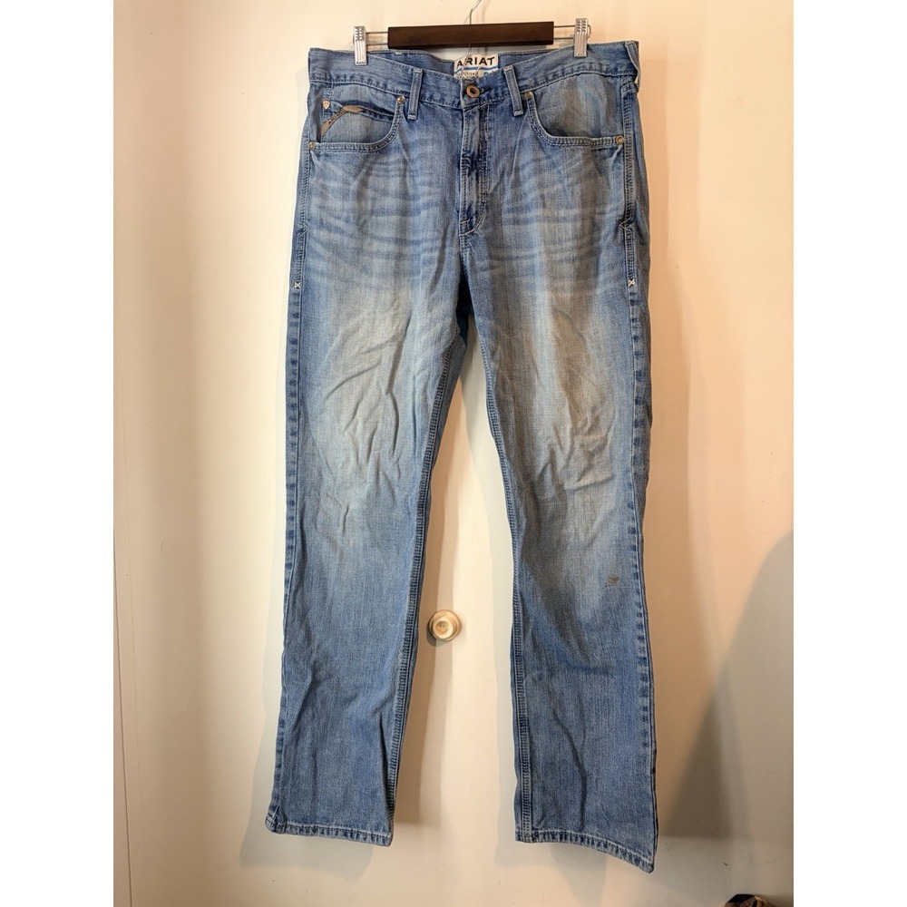Ariat M2 Traditional Relaxed Boot Cut Jeans Mens 36x34 Light Wash Western Cowboy